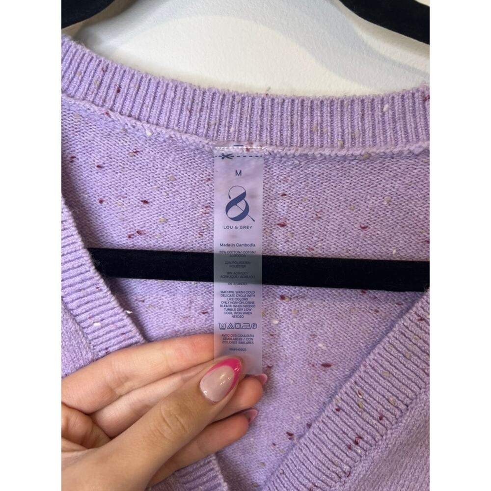 Lou & Grey Lavender Speckled Sweater M | Soft Knit Henley Pullover | Cozy - Picture 3 of 4